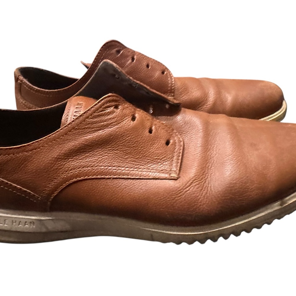 Cole Haan Men’s Size 13 Leather Oxford Shoes – Tan/Brown – Missing Laces - Picture 5 of 6